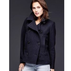 GAP Women's Navy Double-Breasted Peacoat